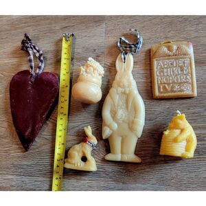 Primitive Americana wax homedecor figurine lot heart bunny Pooh sunflower bundle